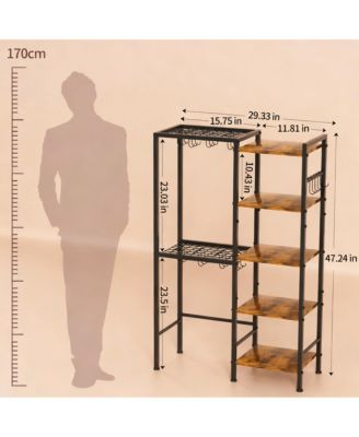 5-Tier Pot Pan Organizer shelve with Hooks Heavy-Duty