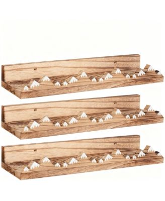 3 Snow Mountain Floating Shelves Wood Wall Mounted Rustic Nursery Decor