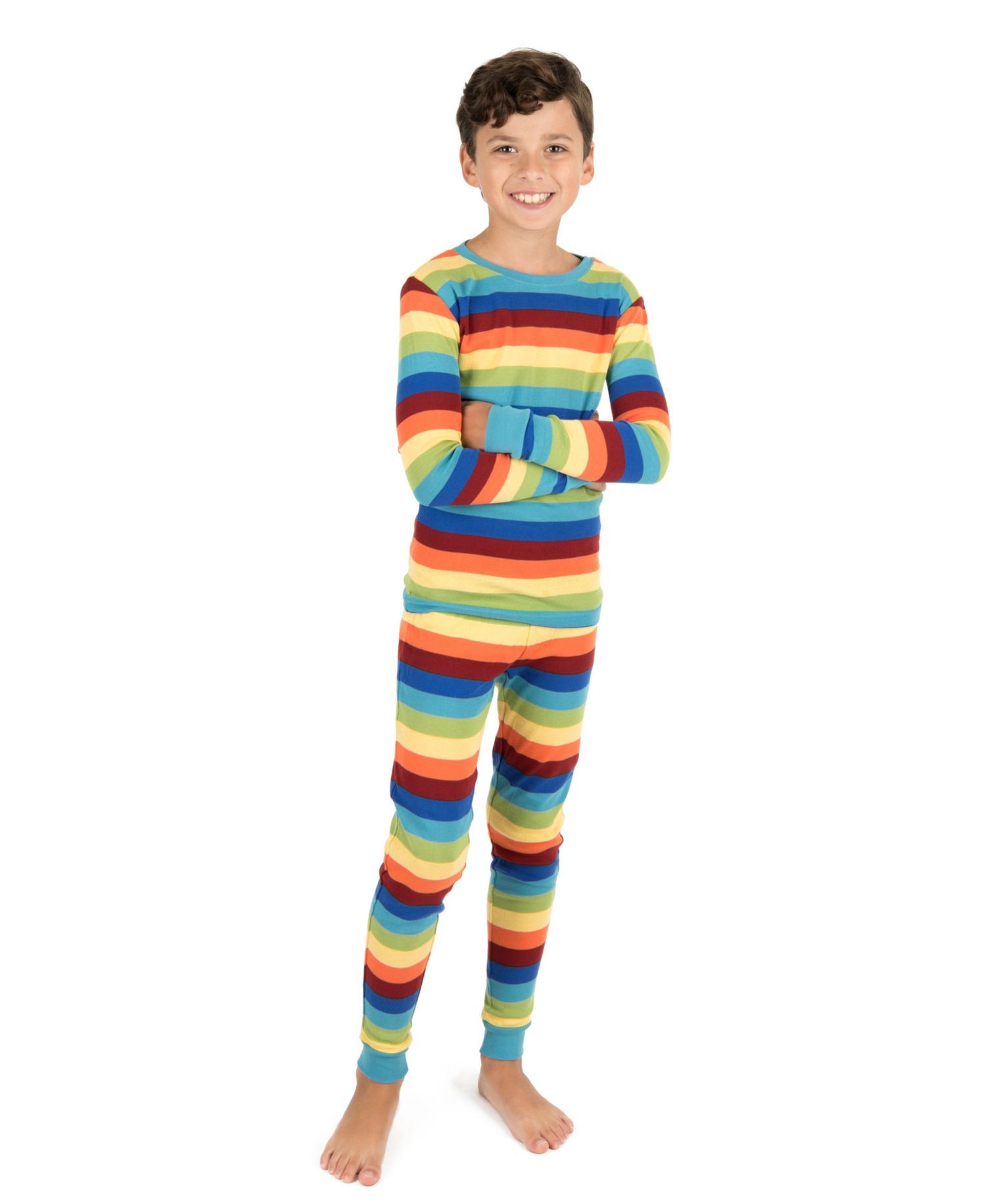 Kids Matching Family Two Piece Cotton Long Sleeve Striped Pajamas 6-14