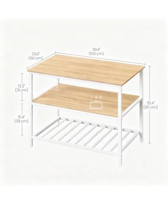 Kitchen Island 3-Tier Storage Large Worktop Steel Industrial Oak