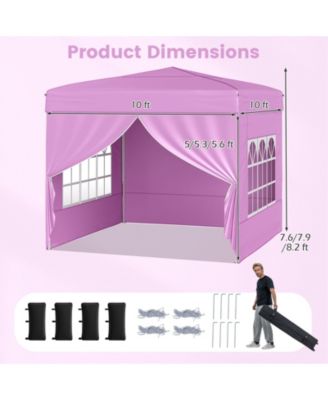 10 X 10 FT Pop up Canopy Tent w/ 4 Sidewalls Wheeled Bag 4 Sandbags 8 Stakes