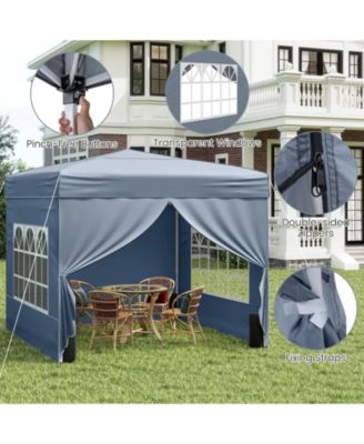 10 X 10 FT Pop up Canopy Tent w/ 4 Sidewalls Wheeled Bag 4 Sandbags 8 Stakes
