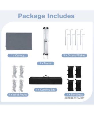 10 x 10 FT Pop up Canopy Tent w/Carrying Bag 4 Sandbags 8 Stakes 4 Wind Ropes