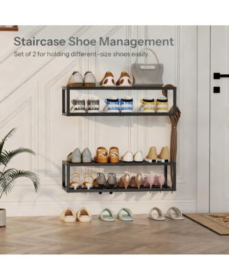 Wall-Mounted Shoe Rack 2 Pack Metal Hanging shelve