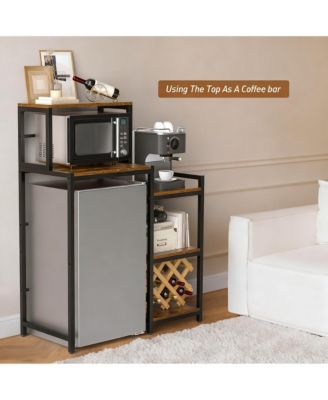 Mini Fridge Stand Microwave Cabinet 3-Tier Wood Storage Rack Dorm Kitchen