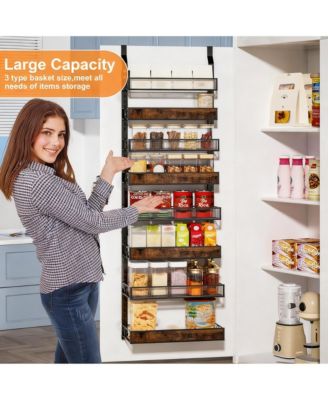 Tier Over Door Pantry Organizer shelf Adjustable Basket Wall Mount