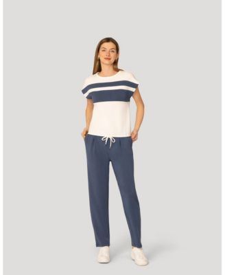 Women's Stripe Drawstring Top and Jogger Set