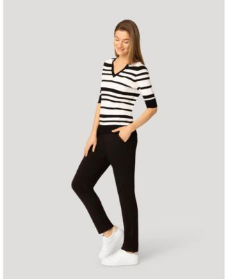 Women's V-Neck Texture Stripe Sweater