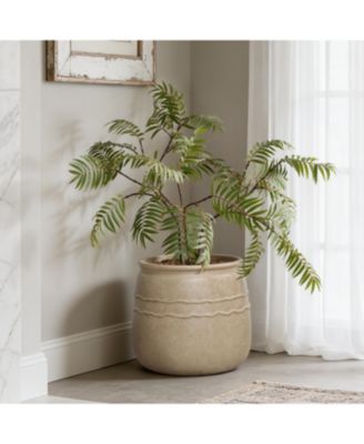 14" Dia Rustic Brown Large Plant Pot with Drainage, Farmhouse Round Flower Pot Planter for Indoor and Outdoor Plants