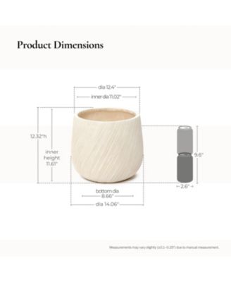 14" Dia Large Plant Pot with Drainage, Texutred Round Planter Pot for Indoor and Outdoor Plants