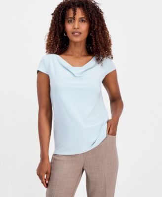 Women's Cowlneck Cap-Sleeve Top