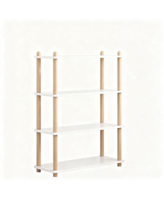 Wooden Shelf Bookcase Modern Open Storage Rack Free Standing Display Stand