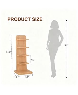 Solid Wood 5-Tier Narrow Bookshelf Corner Ladder Bookcase