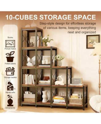 Shelves Ladder Corner Industrial Vintage Book Storage Display Shelf Organizer