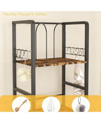 Freestanding Towel Rack 3-Tier Metal Shelf U-Shaped Dividers Hooks Bathroom