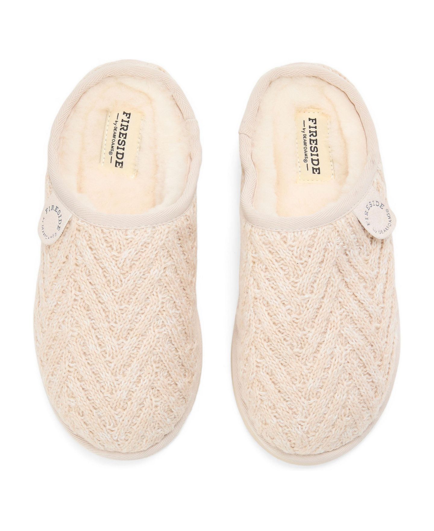 Женские сабо Dearfoams Greta Genuine Shearling Knit Clog Slipper, цвет: Костяной — фото 2