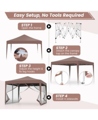 10 FT x 10 FT Pop-Up Canopy Tent w/ Mesh Netting Carry Bag 8 Stakes and 4 Ropes Outdoor