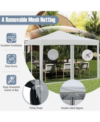 10 FT x 10 FT Pop-Up Canopy Tent w/ Mesh Netting Carry Bag 8 Stakes and 4 Ropes