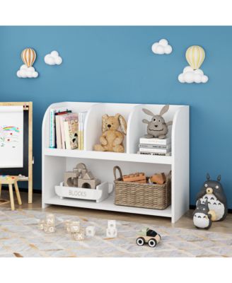 Kids Bookcase with 4 Compartments, Toy and Book Storage Shelf, Display Rack for Children's Room, Playroom, Nursery