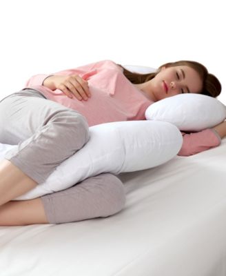 Hypoallergenic Down Alternative Total Body J Shaped Pregnancy Pillow