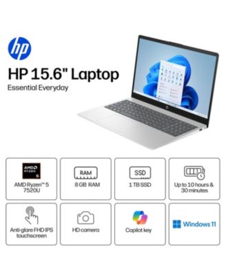 Essential X 15.6" Traditional Laptop AMD Ryzen 5 8GB RAM AMD Radeon Graphics 512GB SSD Storage Windows 11 Home 60Hz - Silver