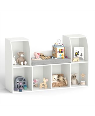 40 Inch Kids Bookshelf with Reading Nook and 6 Open Cubes