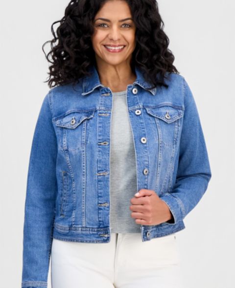 Женские куртки Style & Co Petite Classic Denim Trucker Jacket
