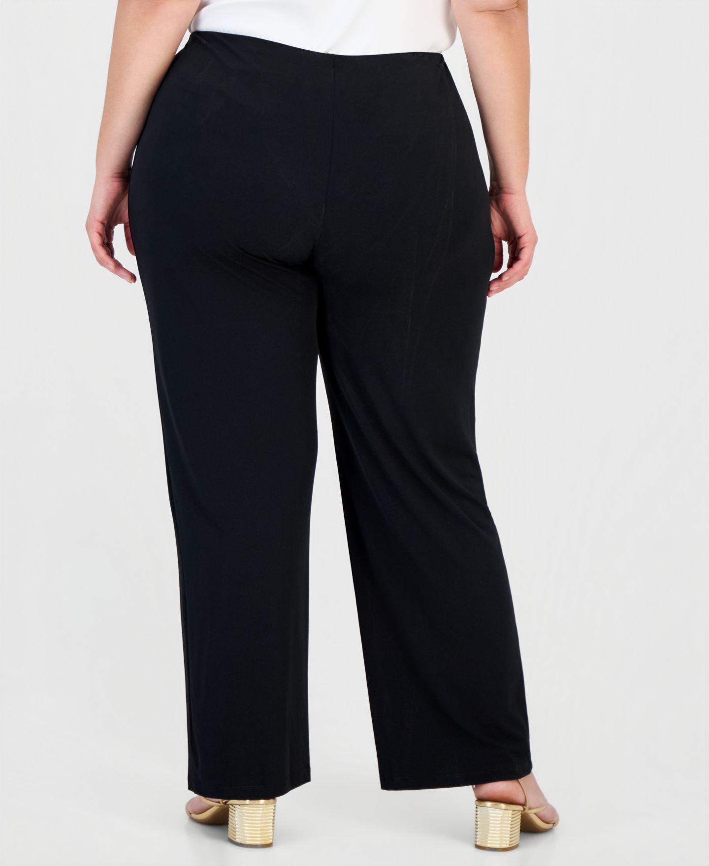 Женские брюки JM Collection Plus and Petite Plus Size Wide-Leg Pull-On, цвет: Глубокий чёрный — фото 4