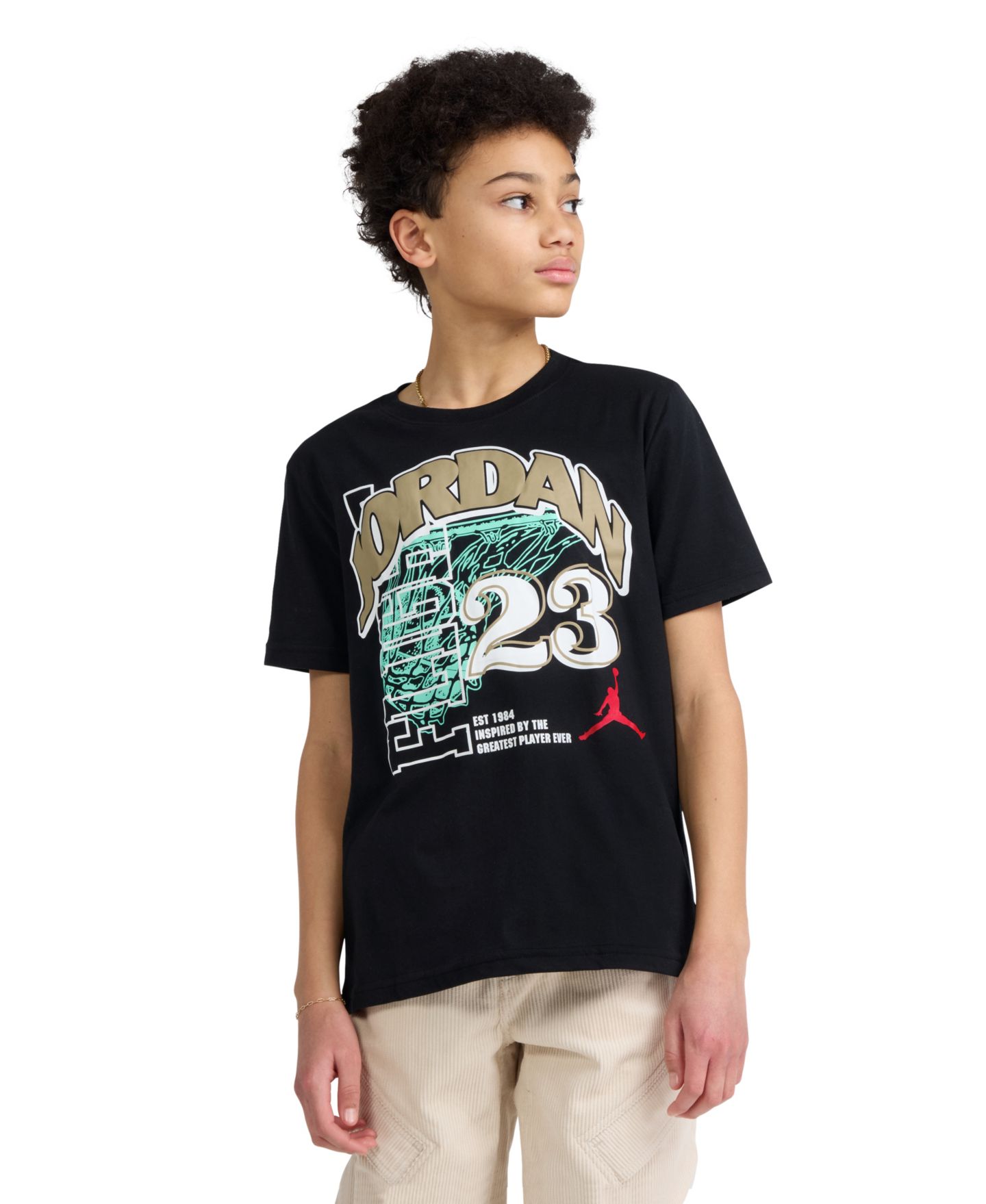 Футболка Jordan Arched Swish 23 Short-Sleeve T-Shirt для мальчиков, цвет: Чёрный — фото 1
