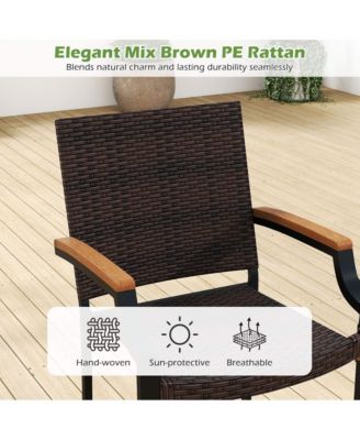 Set of 9 Patio Dining Set w/79'' Rectangular Dining Table and 8 Stackable Rattan Chairs