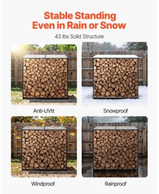 4 ft Firewood Rack with Sloped Roof Outdoor Log Storage Shed