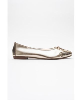 Forever and Always Shoes Women's Nopos Leather Cap Toe Ballet Flat