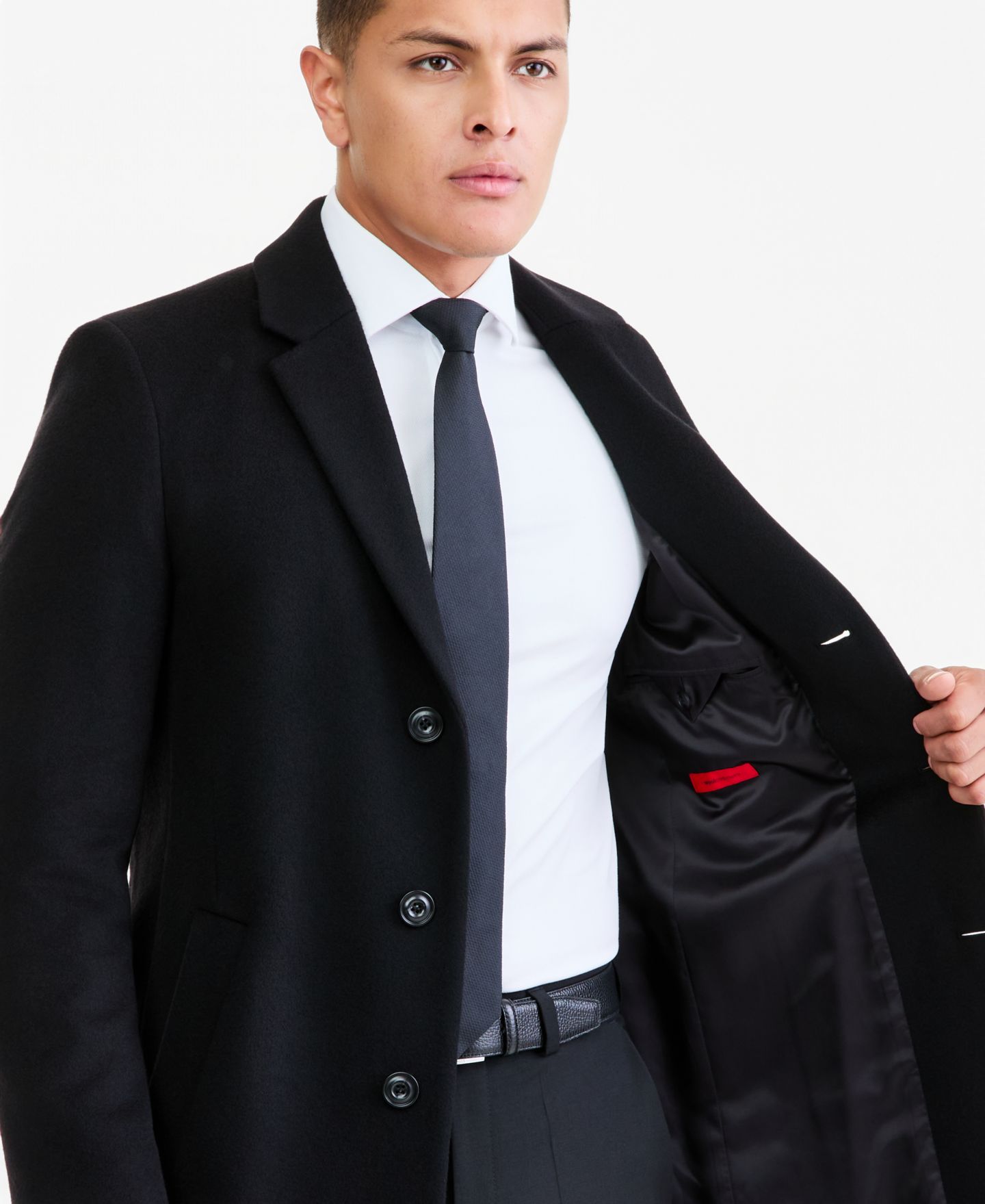 Мужское пальто Hugo Boss Regular-Fit Cashmere Overcoat, цвет: Чёрный — фото 3