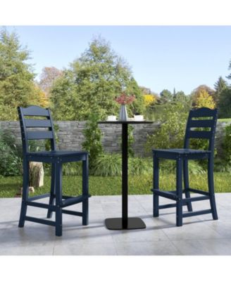Set Of 2 Outdoor HDPE Bar Stool Patio Tall Chair Backrest Footrest All Weather