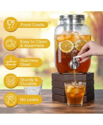 1 Gallon Glass Drink Dispenser with Spout Lid & Stainless Steel Filter