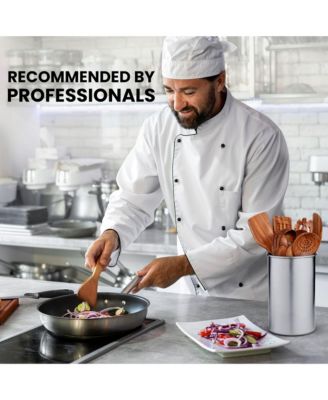 9-Piece Smooth Finish Natural Teak Wooden Utensils for Cooking