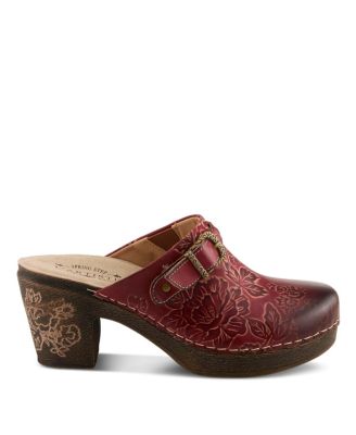 Calliroe Open-Back Clogs | Hand-Painted Leather Slip-On With Floral Details