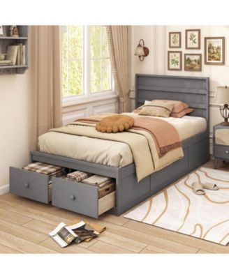 Bed Frame with Storage Drawers and Headboard