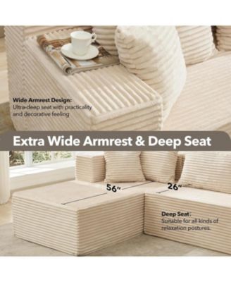 106" L-Shaped Sectional Sofa with Chaise, Modular Deep Seat Cloud Couch, No Assembly