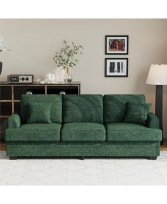 86" Corduroy Sofa, Modern Deep Seat Couch with Pillows and Removable Cover