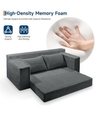75" Convertible Sofa Bed, Boneless Futon Couch with 2 Pillows, Pull-Out Loveseat Sleeper, No Assembly