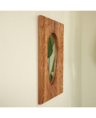 20'' Vintage Rosewood Timeline Wall Mirror, Decorative Irregular Rectangular Mirror for Bathroom Bedroom Living Room Entryway