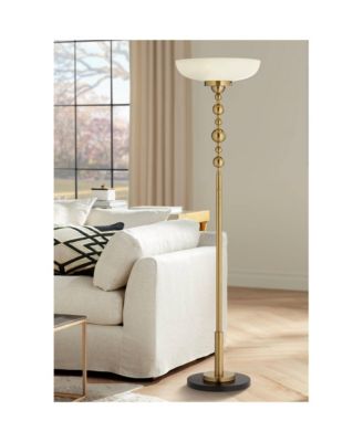 Summit Light Blaster Modern Torchiere Floor Lamp Tall Warm Gold Frosted Glass Shade for Living Room Bedroom Office House Home