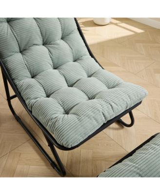 Reclining Sling Lounge Chair with Thick Padded Cushion and Foot Stool, Perfect for Home Living Room & Reading Space