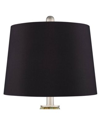 Azure Modern Table Lamps High Set of 2 Art Glass Black Faux Silk Drum Shade for Bedroom Living Room Bedside Nightstand