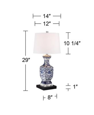 Barnes & Ivy Tall Iris Asian Floral Jar Table Lamp with Marble Base