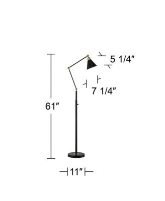 Wray Mid Century Modern 61" Tall Standing Floor Lamps Set of 2 Lights Adjustable Metal Antique Brass Finish