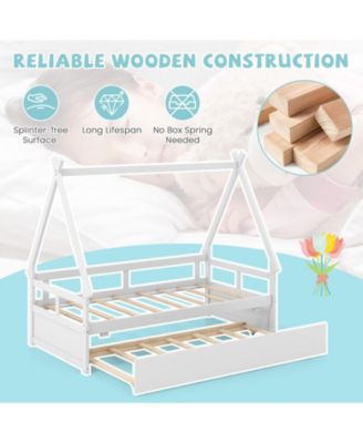House Bed with Trundle and Safety Guardrail