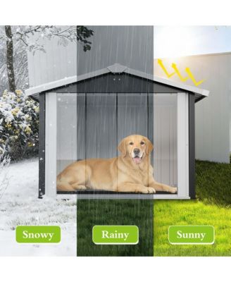 39.7" 2-in-1 Metal Dog House and Storage Shed, Weatherproof Outdoor Shelter for Dogs