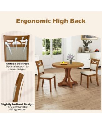 Dining Chairs Set of 4 w/Rubber Wood Frame Padded Seat and Backrest for Kitchen